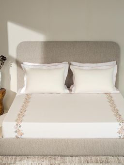 SANSAAR A D'DECOR BRAND LIVE CONSCIOUSLY - Bedsheet Chalk White King 1 Bedsheet 2 Pillow Covers