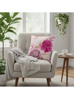 CASA INDIA - Blushing Peonies Cushion Cover (16x16 Inches)