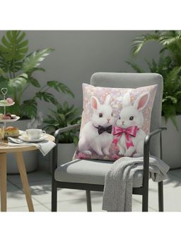 CASA INDIA - The Bow Tied Bunnies Cushion Cover (16x16 Inches)