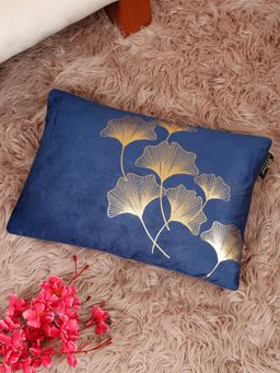 HOSTA HOMES - Soft Velvet Golden Foil Printed Cushion Covers Blue (12X18 Inches)