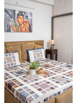 Videksha Home & Lifestyle - Blue Craft Bahar Jumbo King Size Premium Bedsheet With 2 Pillow Covers