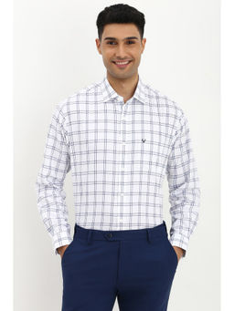Allen Solly - Men White Slim Fit Checks Full Sleeves Formal Shirt