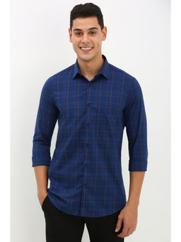 Allen Solly - Men Blue Slim Fit Checks Full Sleeves Casual Shirt