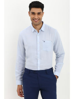 Allen Solly - Men Blue Slim Fit Textured Full Sleeves Formal Shirt