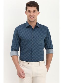 Allen Solly - Men Blue Slim Printed Full Sleeves Formal Shirt