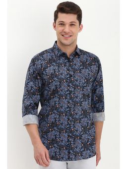 Allen Solly - Men Black Slim Fit Paisley Print Full Sleeves Casual Shirt