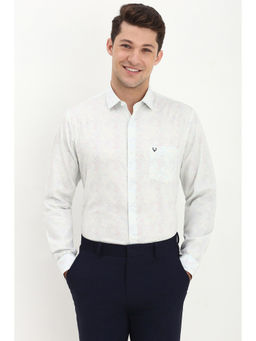 Allen Solly - Men Green Slim Printed Full Sleeves Formal Shirt