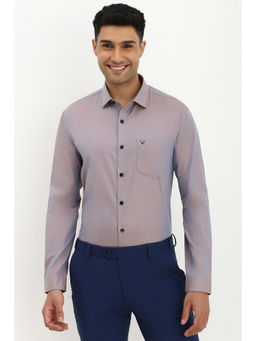 Allen Solly - Men Purple Slim Fit Textured Full Sleeves Formal Shirt