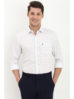 Allen Solly - Men White Slim Printed Full Sleeves Formal Shirt