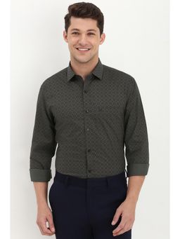 Allen Solly - Men Green Slim Fit Printed Full Sleeves Formal Shirt