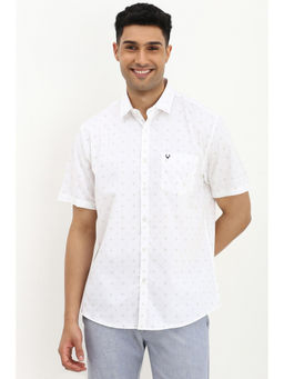 Allen Solly - Men White Slim Fit Printed Half Sleeves Casual Shirt