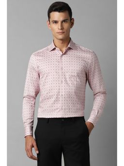 Louis Philippe - Men Pink Classic Fit Printed Full Sleeves Formal Shirt