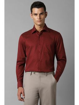 Louis Philippe - Men Red Classic Fit Printed Full Sleeves Formal Shirt