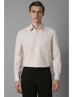 Louis Philippe - Men Beige Classic Fit Solid Full Sleeves Formal Shirt