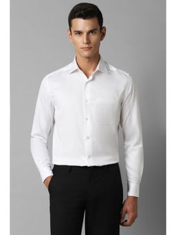Louis Philippe - Men White Classic Fit Solid Full Sleeves Formal Shirt