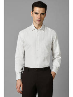 Louis Philippe - Men White Classic Fit Checks Full Sleeves Formal Shirt