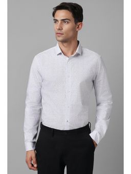 Louis Philippe - Men White Super Slim Fit Printed Full Sleeves Formal Shirt