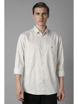 Louis Philippe - Men White Slim Fit Paisley Print Full Sleeves Casual Shirt