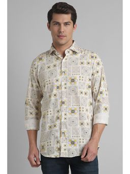Simon Carter - Cream Casual Printed Shirt