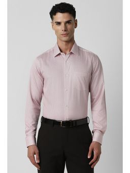 Van Heusen - Men Pink Regular Fit Printed Full Sleeves Formal Shirt