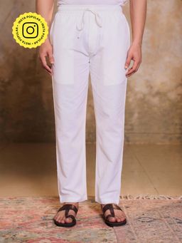 House of Chikankari - Handloom Cotton Mens Pant-White