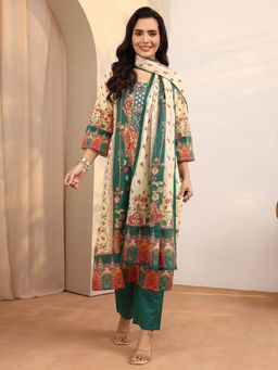 Libas - Multi-Color Printed Cotton Blend Straight Kurta And Pant With Dupatta