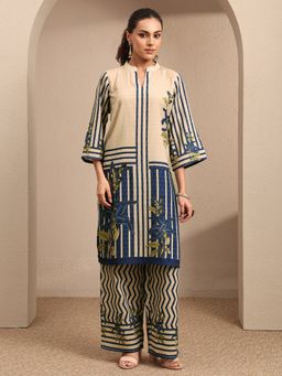 Libas - Beige Printed Cotton Blend Co-Ord Set