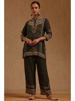 Soch - Womens Green Crepe Ethnic Motifs Co-Ord Set