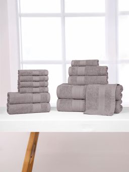 MYTRIDENT - 2B4H6W Charcoal Cotton Soft Comfort Air Rich Towels (Pack of 12) (L)
