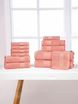 MYTRIDENT - 2B4H6W Coral Haze Cotton Soft Comfort Air Rich Towels (Pack of 12) (L)