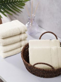 MYTRIDENT - Cotton Beige Finesse Face Towels (Pack of 6) (S)