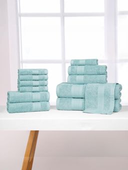 MYTRIDENT - 2B4H6W Nile Blue Cotton Soft Comfort Air Rich Towels (Pack of 12) (L)