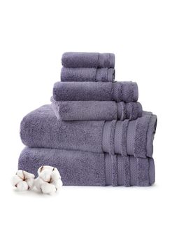MYTRIDENT - Purple Finesse Cotton Bath Towels (Pack of 6) (L)