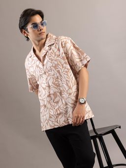 Club York - Men Pink Cotton Printed Slim Fit Shirt