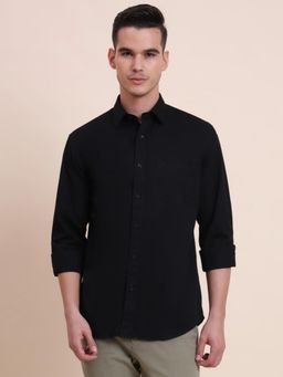 Greenfibre - Men Black Pure Cotton Solid Slim Fit Shirt