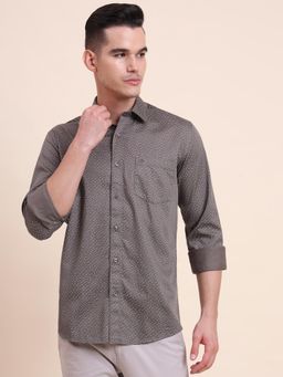 Greenfibre - Men Grey Pure Cotton Printed Slim Fit Shirt