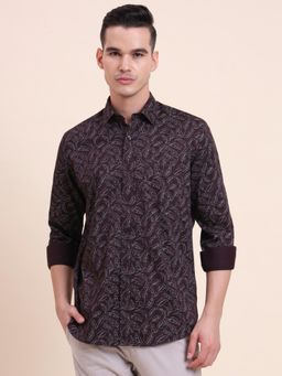 Greenfibre - Men Wine Pure Cotton Printed Slim Fit Shirt