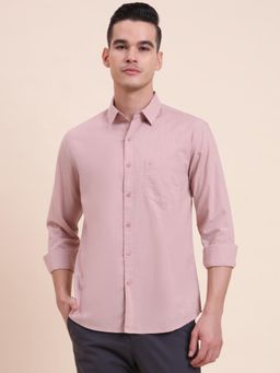 Greenfibre - Men Pink Pure Cotton Solid Slim Fit Shirt