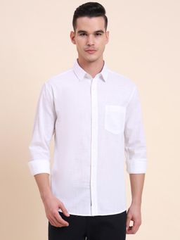Greenfibre - Men White Pure Cotton Solid Slim Fit Shirt
