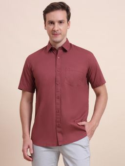 JadeBlue - Men Pink Pure Cotton Solid Tailored Fit Shirt