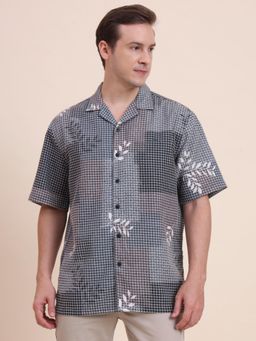 JadeBlue - Men Blue Blended Printed Slim Fit Shirt