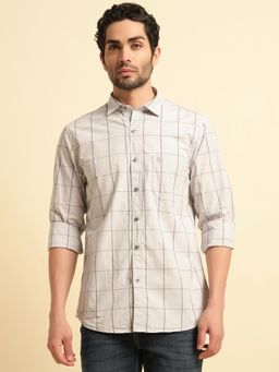 Cantabil - Men Grey Cotton Checks Regular Fit Shirt