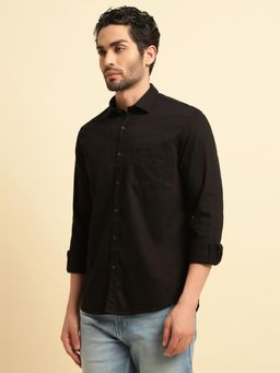 Cantabil - Men Black Lyocell Solid Regular Fit Shirt