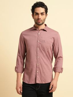 Cantabil - Men Pink Lyocell Self Design Regular Fit Shirt