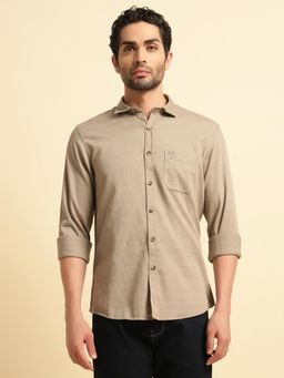 Cantabil - Men Grey Lyocell Self Design Regular Fit Shirt