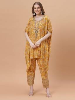 SANAA - Women Yellow Printed Pure Viscose Jugni Co-Ord Set