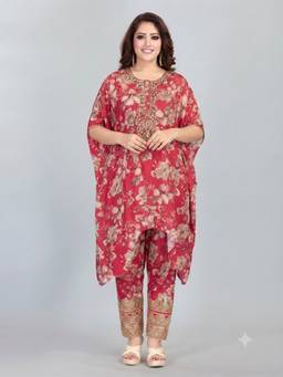 SANAA - Women Red Printed Pure Viscose Jugni Co-Ord Set