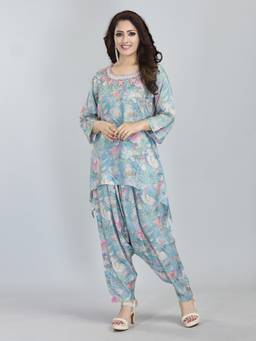 SANAA - Women Turquoise Printed Pure Viscose Co-ord Set