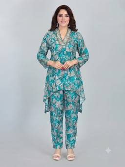 SANAA - Women Blue Printed Pure Viscose Co-ord Set