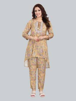 SANAA - Women Mustard Printed Pure Viscose Co-ord Set